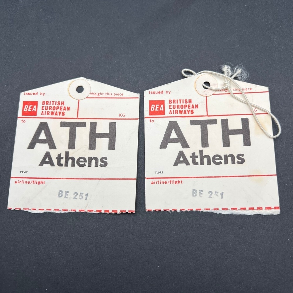 Vintage British European Airways Luggage Tags‎ Set of 2 BEA 1960s